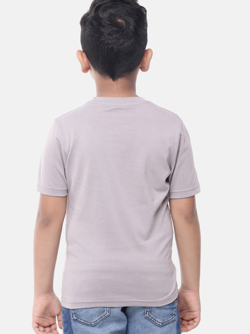 Kids - Boys Printed Half Sleeve T-Shirt Light Grey