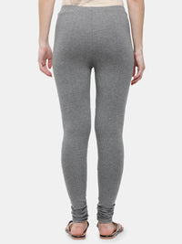 De Moza Ladies Churidar Leggings Solid Cotton Anthra Melange - De Moza