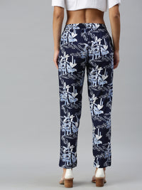 De Moza Ladies Printed Lounge Pant Rayon Blue - De Moza