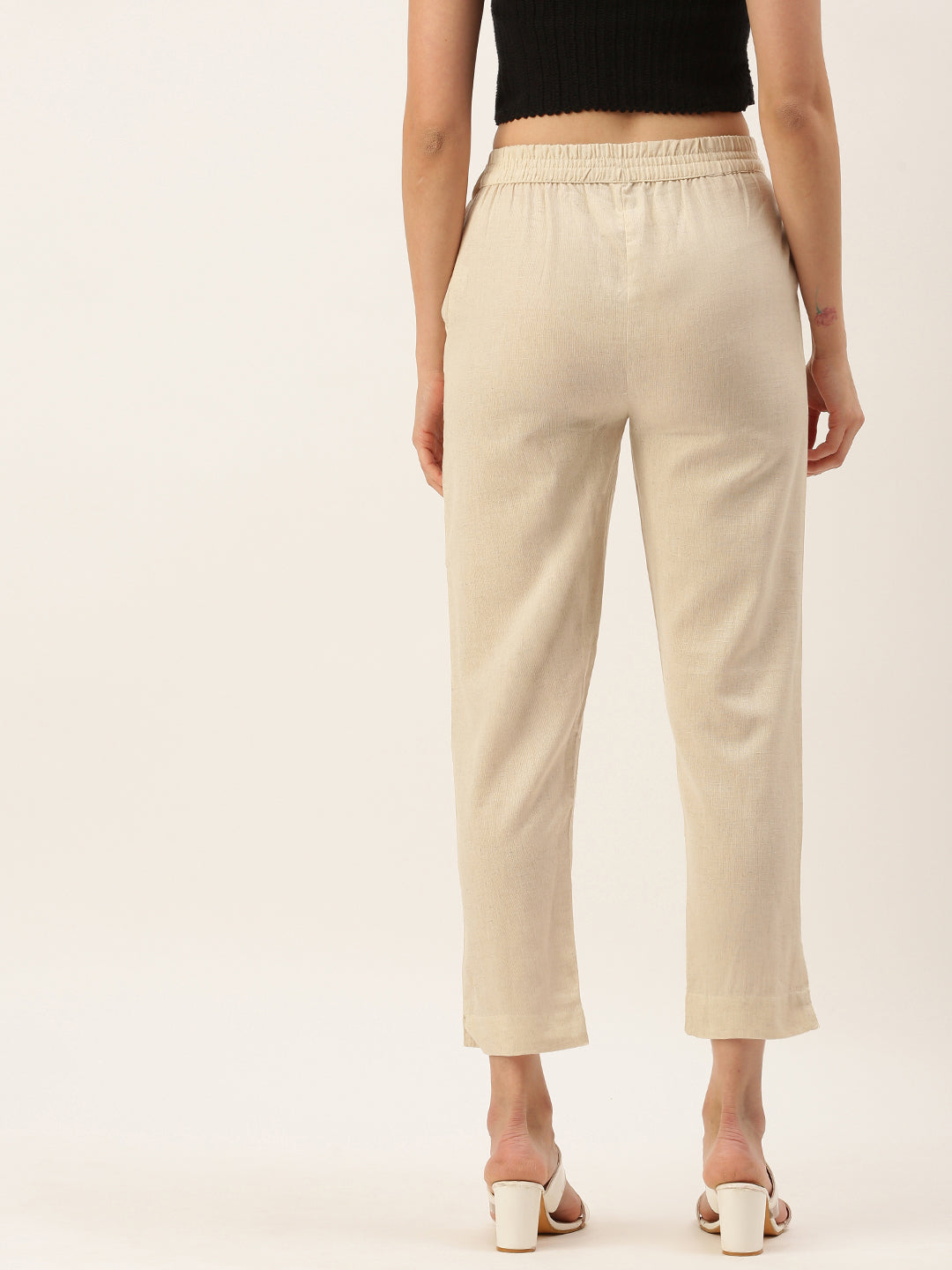 De Moza Women's Cigarette Pant Beige