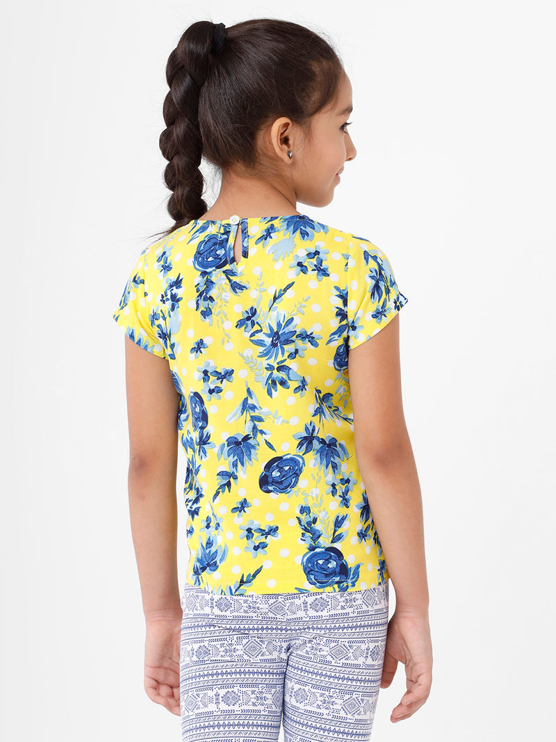 Kids - Girls Printed Top Lemon Yellow
