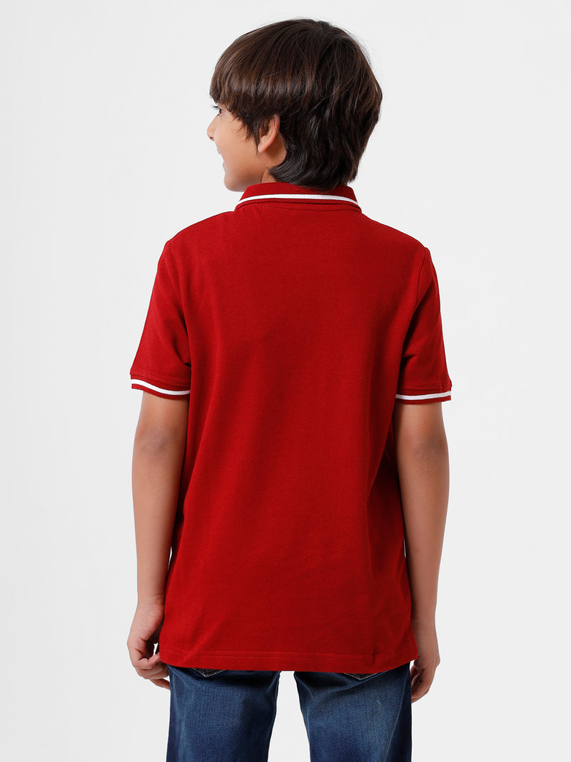Kids - Boys Printed Half Sleeve T-Shirt Maroon