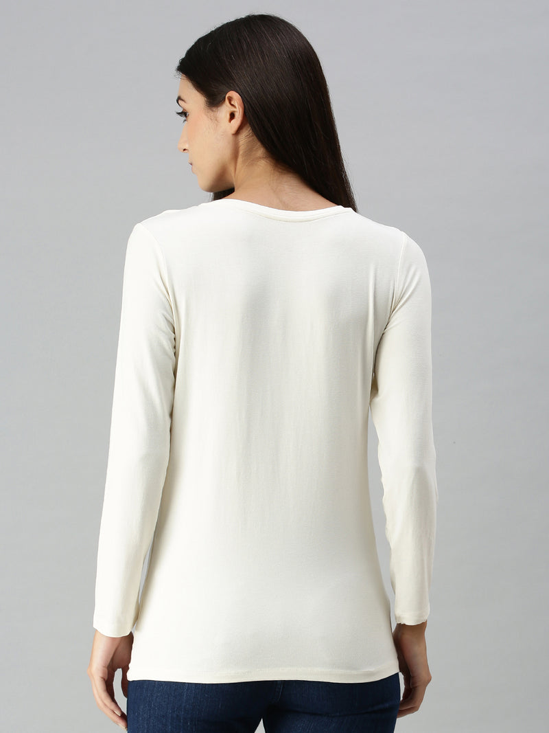 De Moza Ladies Full Sleeve Active-T-Shirt OffWhite