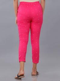 De Moza Ladies Printed Straight Pant Fuchsia