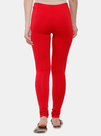 De Moza Ladies Churidar Leggings Solid Cotton True Red - De Moza