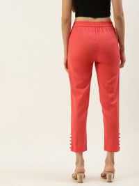 De Moza Women's Cigarette Pant Coral