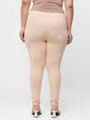 De Moza Ladies Plus Ankle Length Leggings Solid  Cotton Ivory - De Moza