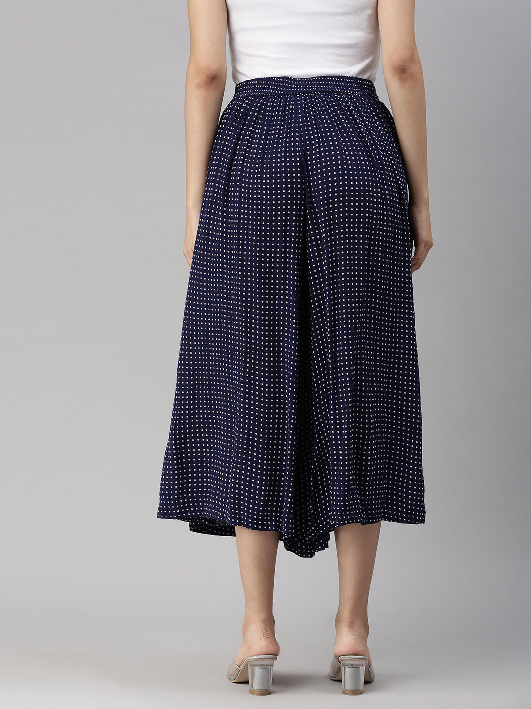 De Moza Womens Printed Culottes Navy Blue