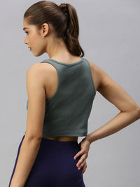 De Moza Ladies Rib Crop Top Petrol