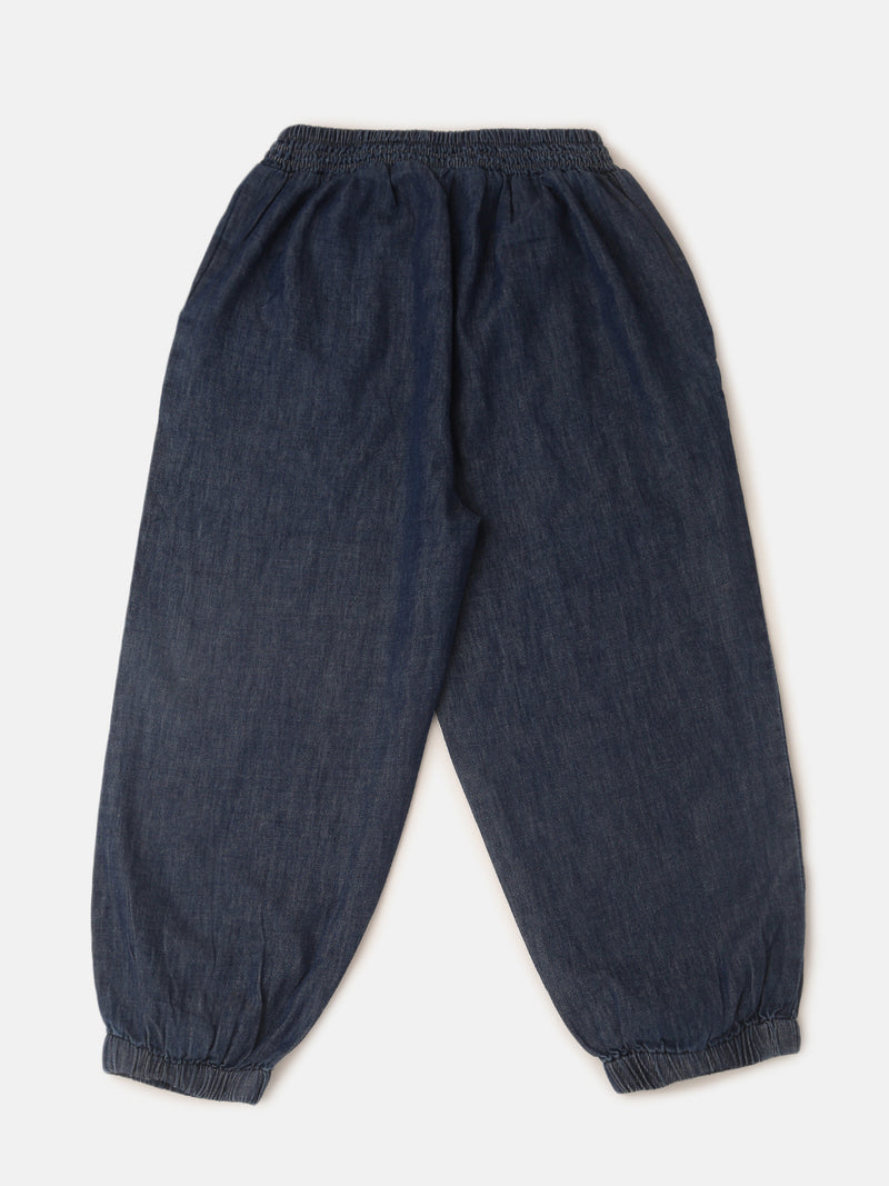 PIPIN Girls Jeans Solid Cotton Mid Blue - De Moza