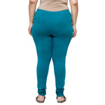 De Moza Women Plus Size Churidar Leggings Solid Cotton Sea Green