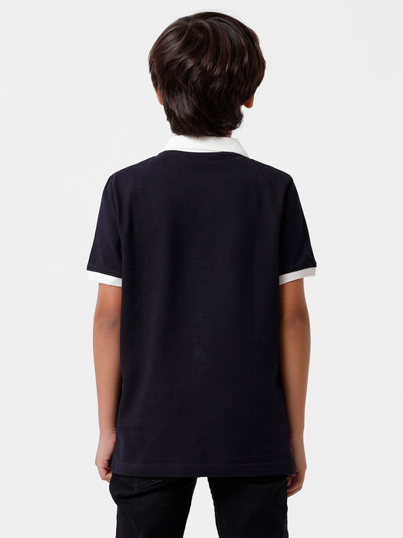 Kids - Boys Printed Half Sleeve T-Shirt Dark Navy Blue