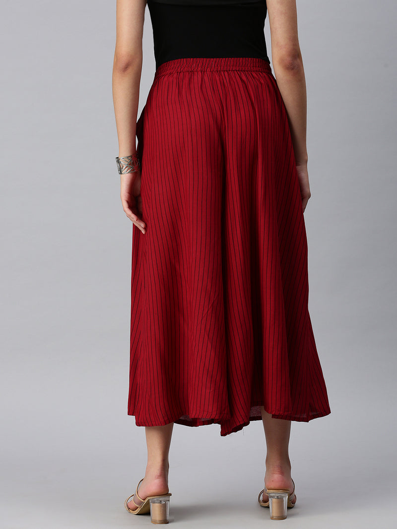 De Moza Women’s Printed Culottes Maroon