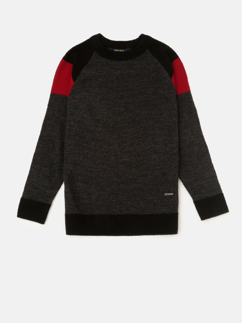 Kids - Boys Winter Sweatshirt Bright Anthra Melange - De Moza