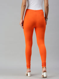 De Moza Ladies Churidar Leggings Solid Cotton Orange - De Moza