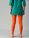 De Moza Ladies Ankle Length Leggings Solid Cotton Orange - De Moza