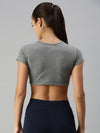 De Moza Ladies Active Crop Top Anthra Melange