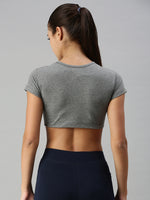 De Moza Ladies Active Crop Top Anthra Melange