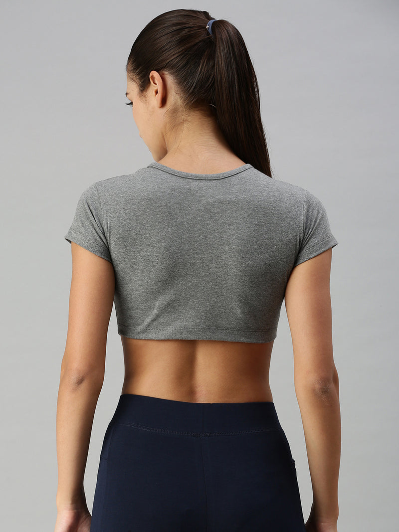 De Moza Ladies Active Crop Top Anthra Melange