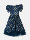 Pipin Girls Printed Lehanga Set Dark Blue
