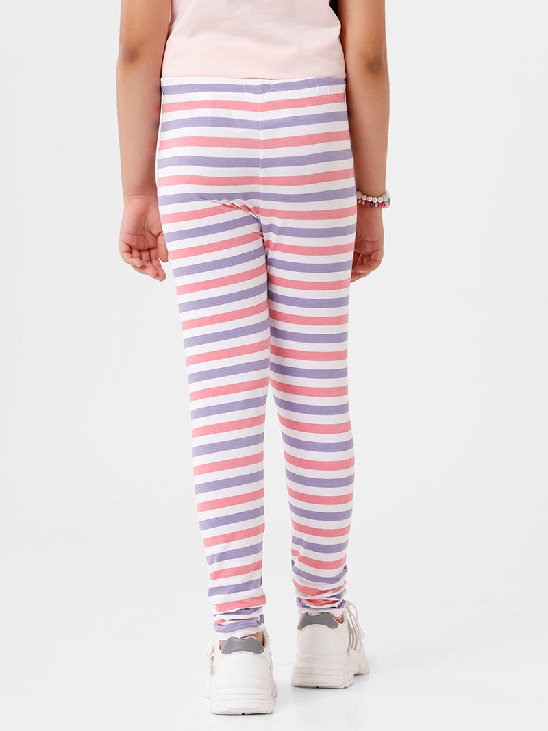 Kids – Girls Printed Ankle Leggings Pink