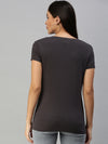 De Moza Women's Half Sleeve Top Dark Grey