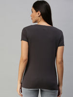 De Moza Women's Half Sleeve Top Dark Grey