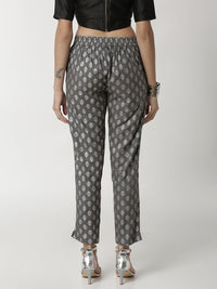 De Moza Women's Printed Cigarette Pant Grey - De Moza (4359034798143)