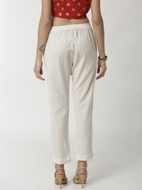 De Moza Women's Cigarette Pant White
