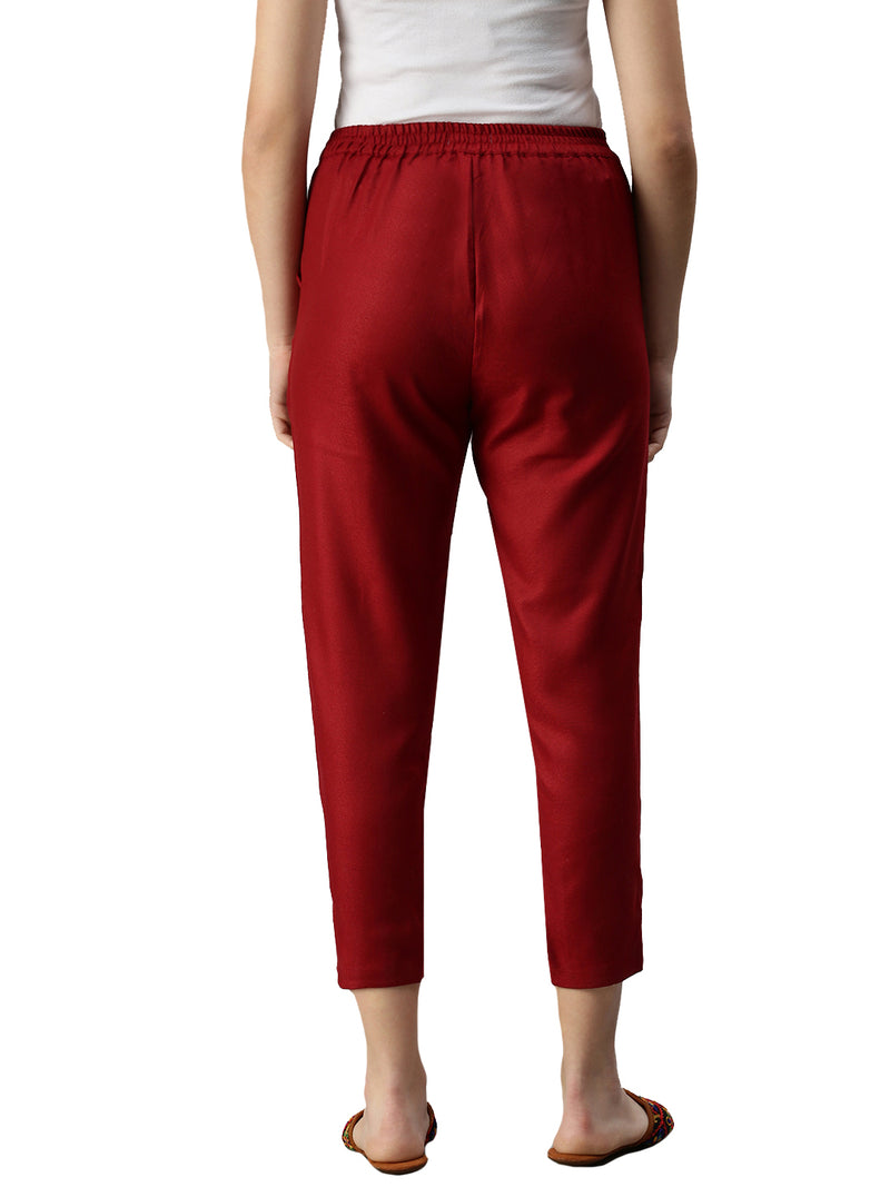 De Moza Ladies Straight Pant Maroon