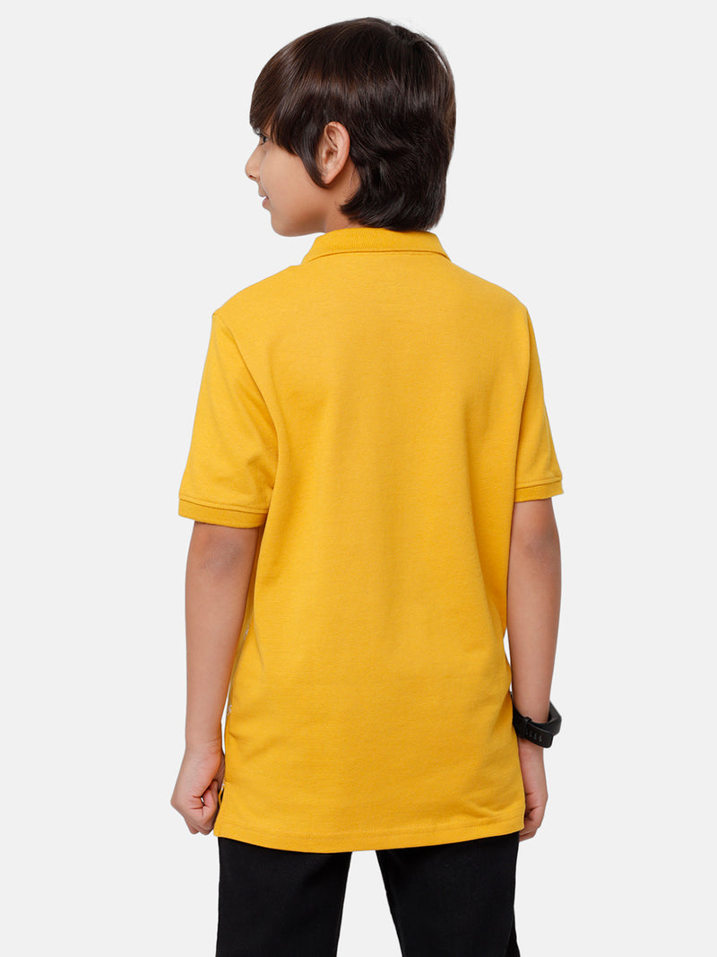 Kids - Boys Printed Half Sleeve T-Shirt Spicy Mustard