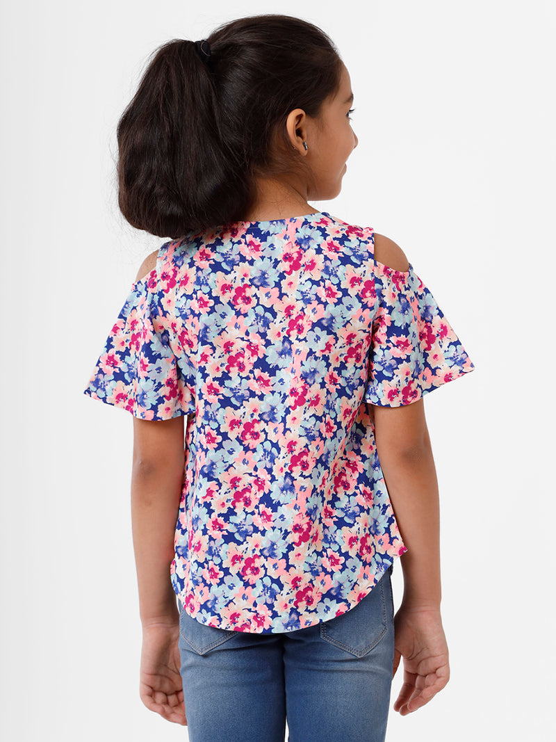 Kids - Girls Printed Top Blue