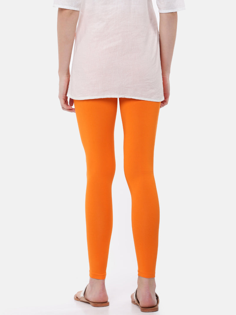 De Moza Ladies Ankle Length Leggings Solid Viscose Orange - De Moza