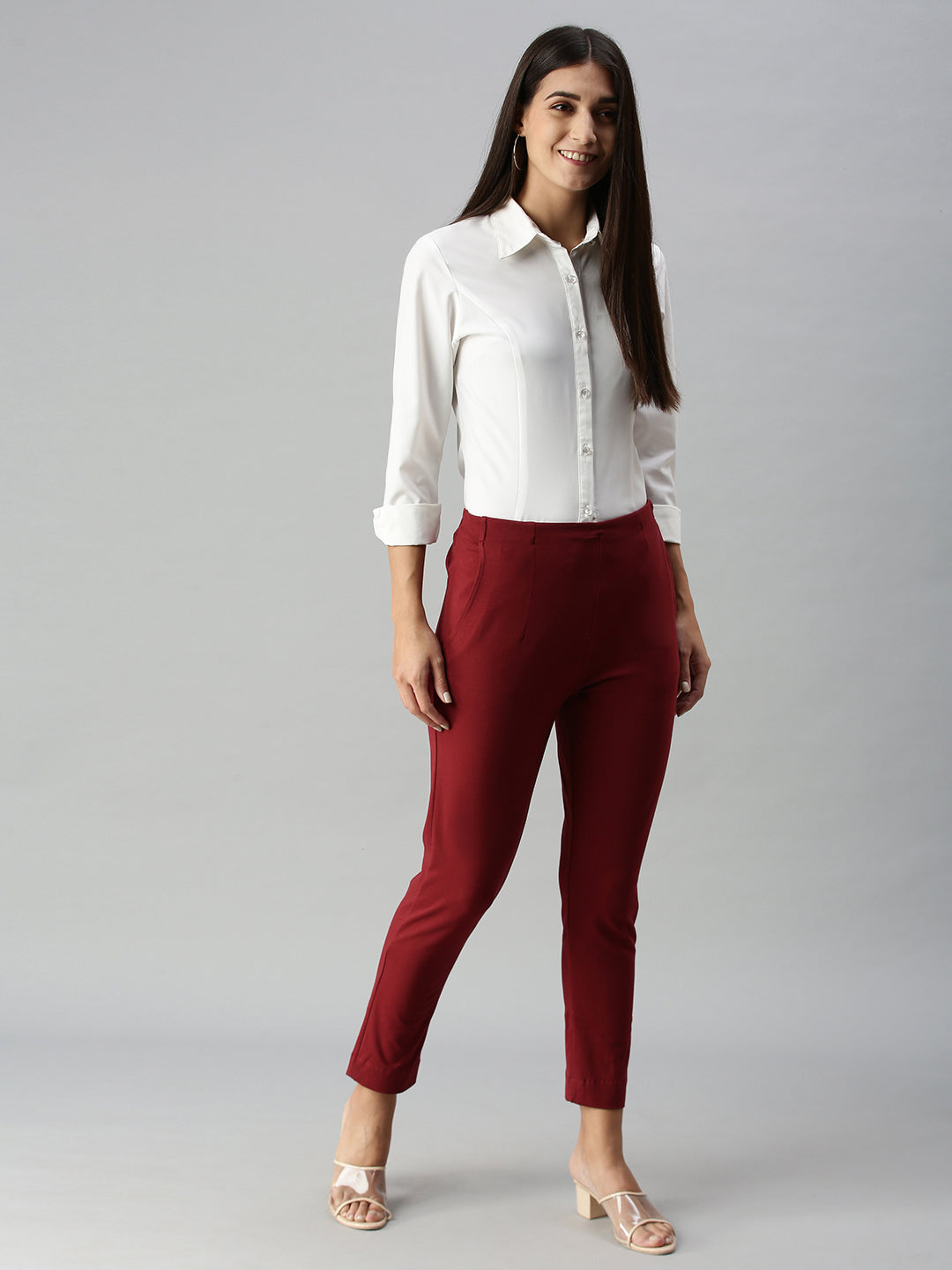 Buy Maroon Trousers & Pants for Women by BANI WOMEN Online | Ajio.com