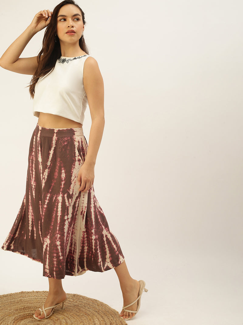 De Moza Womens Printed Culottes Mauve