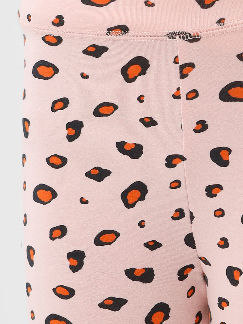 Kids – Girls Printed Ankle Leggings Peach