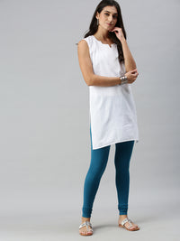 De Moza Ladies Churidar Leggings Solid Cotton Dark Teal - De Moza