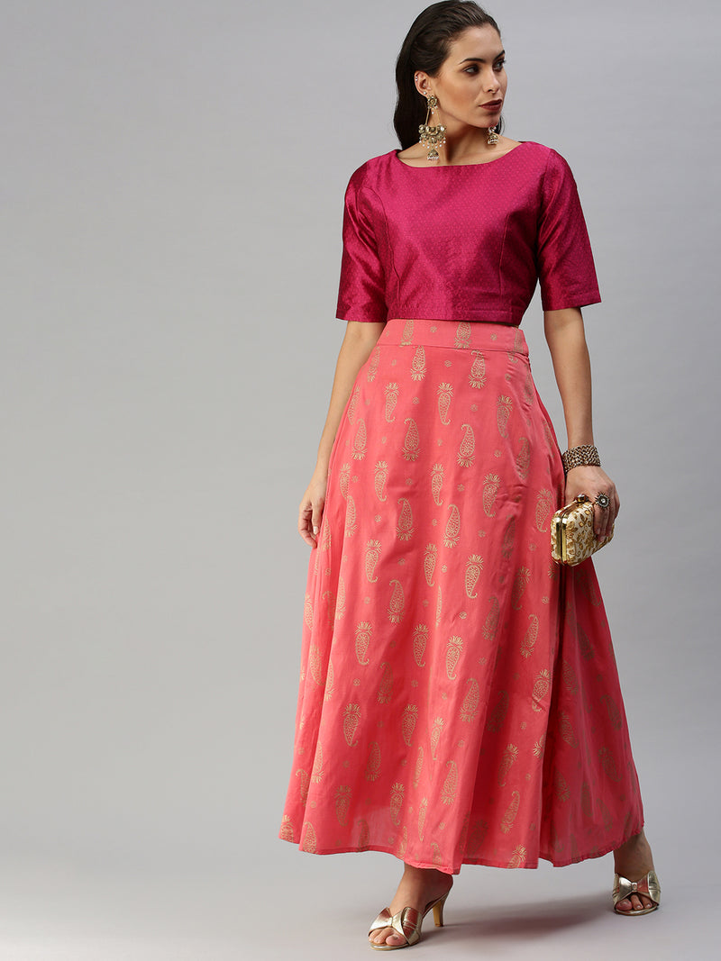 De Moza Women's Printed Skirt Pink