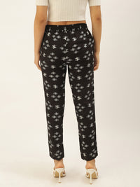 De Moza Ladies Printed Straight Pant Black