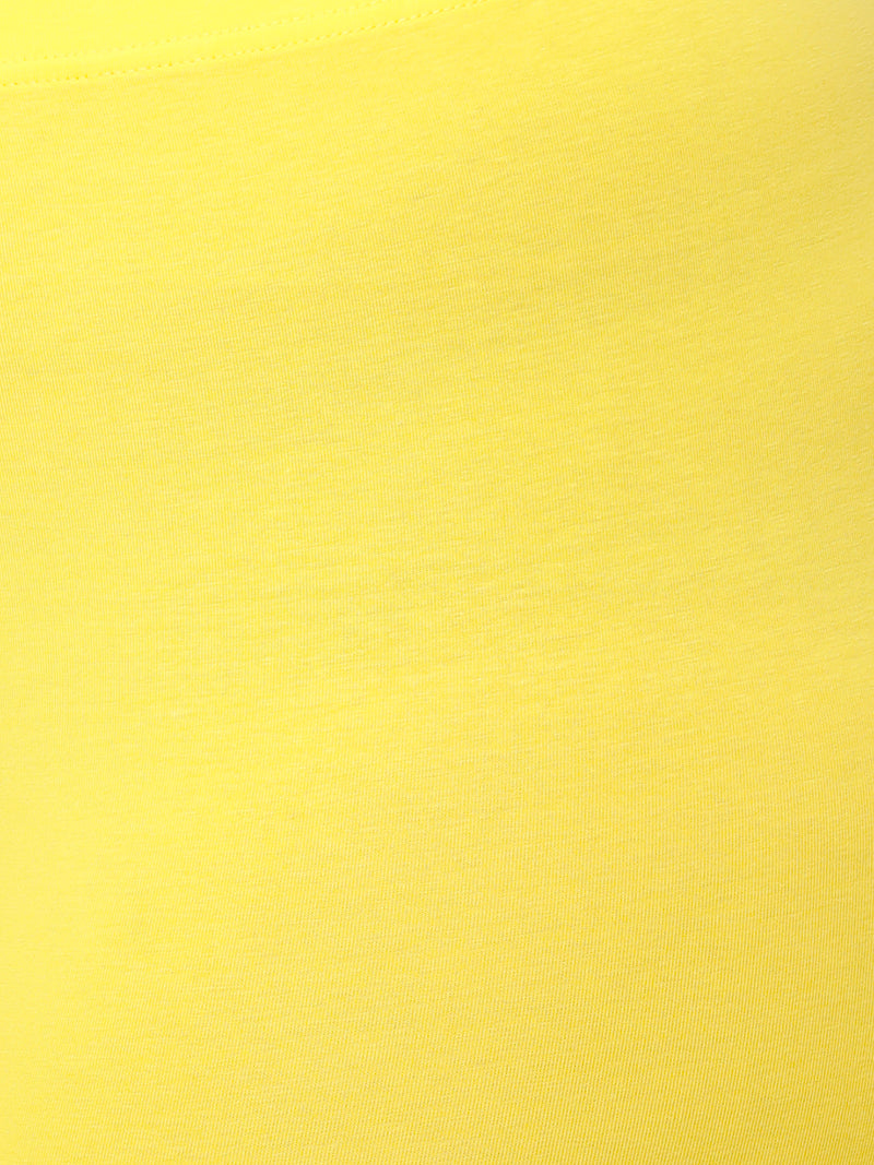De Moza Ladies Plus Ankle Length Leggings Solid Cotton Lemon Yellow - De Moza