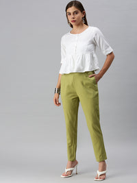 De Moza Women's Cigarette Pant Lemon Green