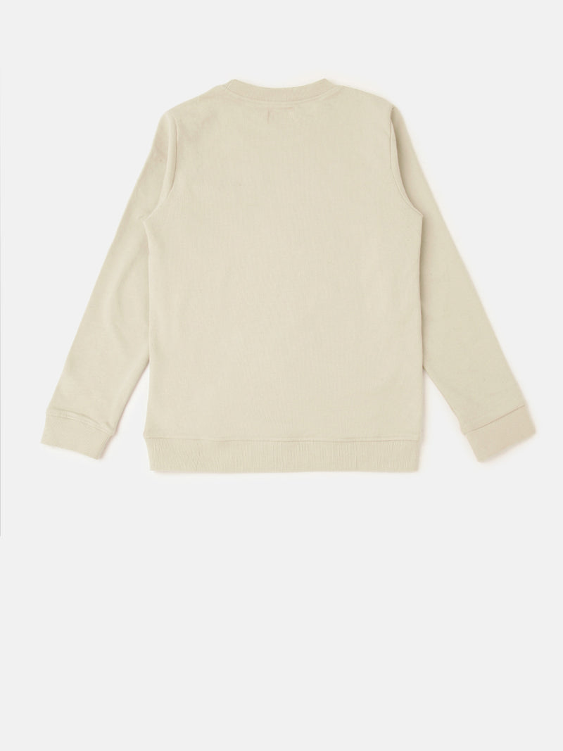 PIPIN Girls Printed Sweatshirt Oat Melange
