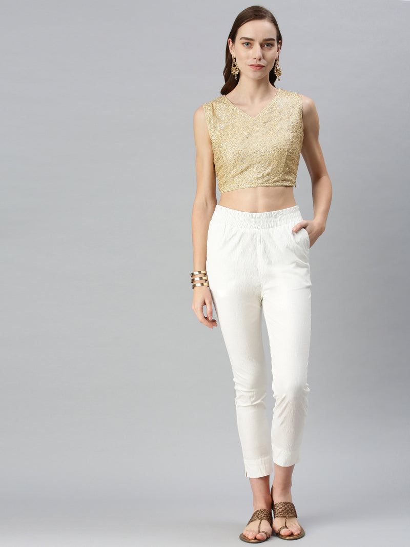 De Moza Women's Ethinc Blouse Solid Polyester Light Gold - De Moza