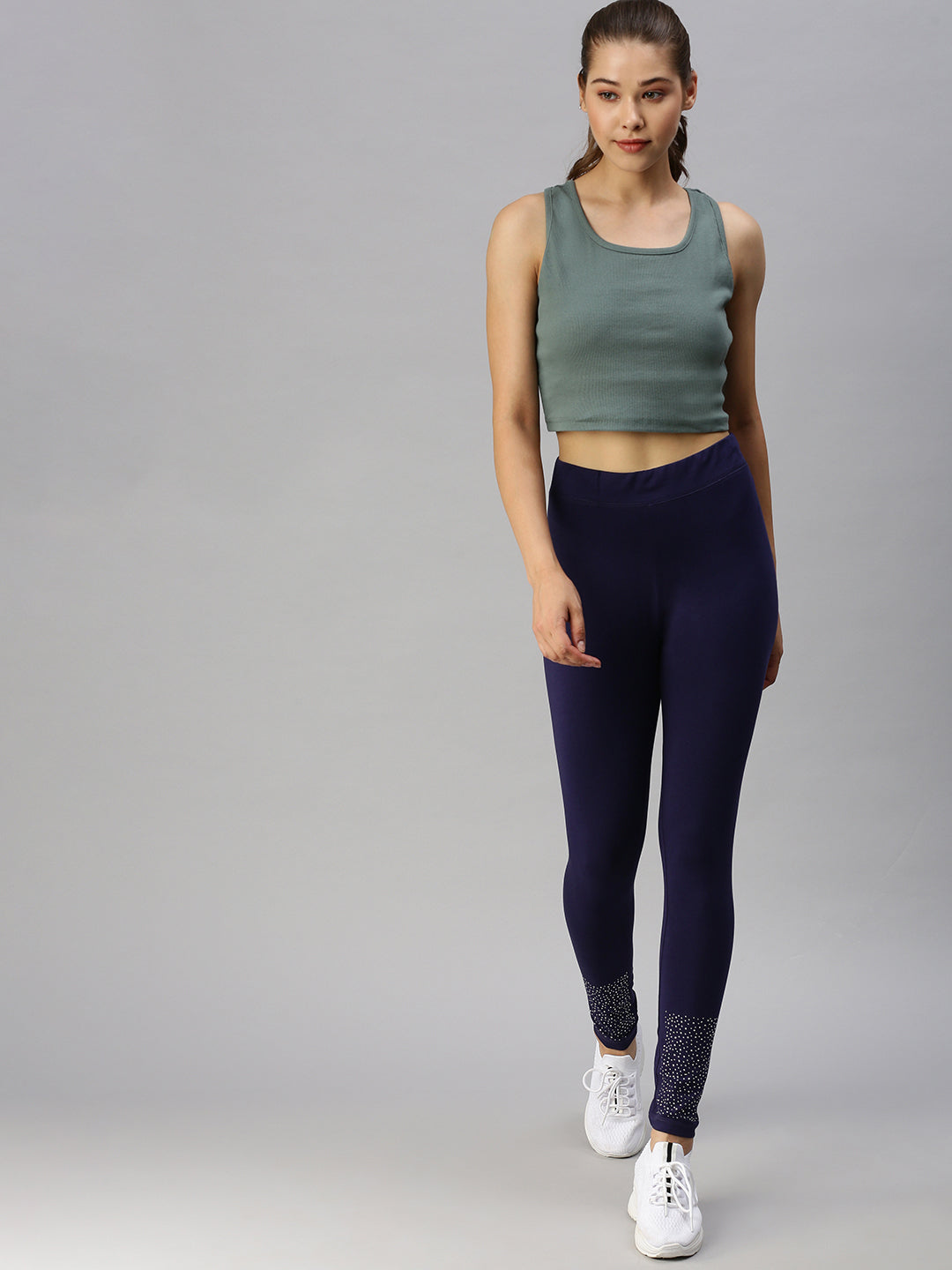 De Moza Ladies Rib Crop Top Petrol