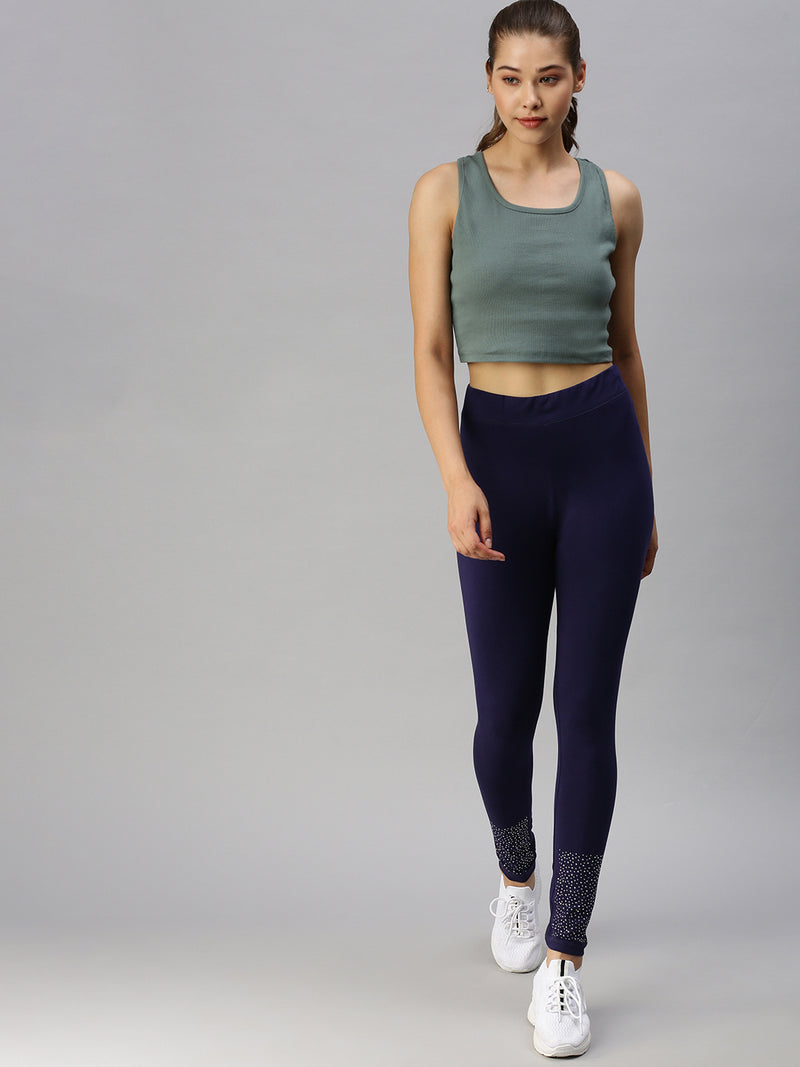 De Moza Ladies Rib Crop Top Petrol