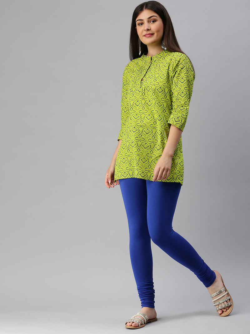 De Moza Women's Premium Churidhar Leggings Solid Cotton Light Cobalt - De Moza (6679540858943)