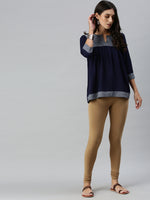 De Moza Ladies Churidar Leggings Solid Cotton Golden Beige - De Moza