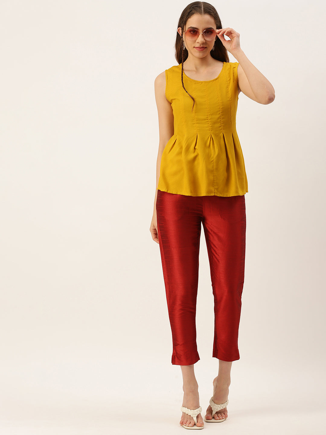 De Moza Women’s Cigarette Pant Maroon