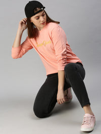 De Moza Women's Printed Sweatshirt Peach