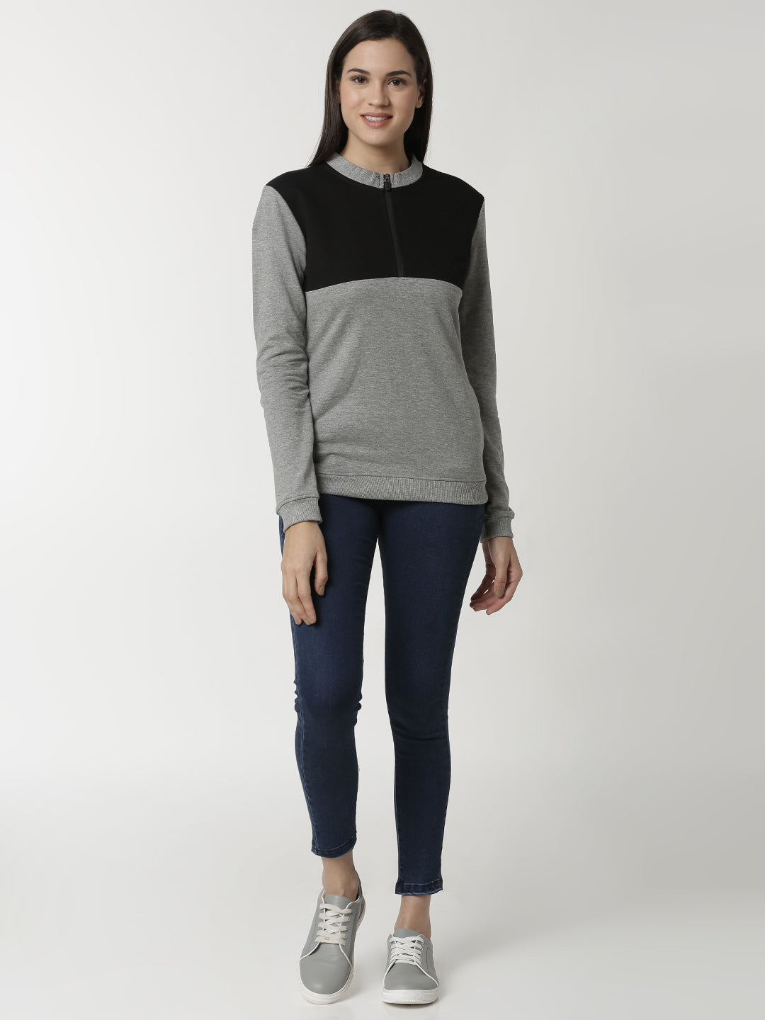 De Moza Ladies Grey Melange Sweat shirt - De Moza (4336269000767)